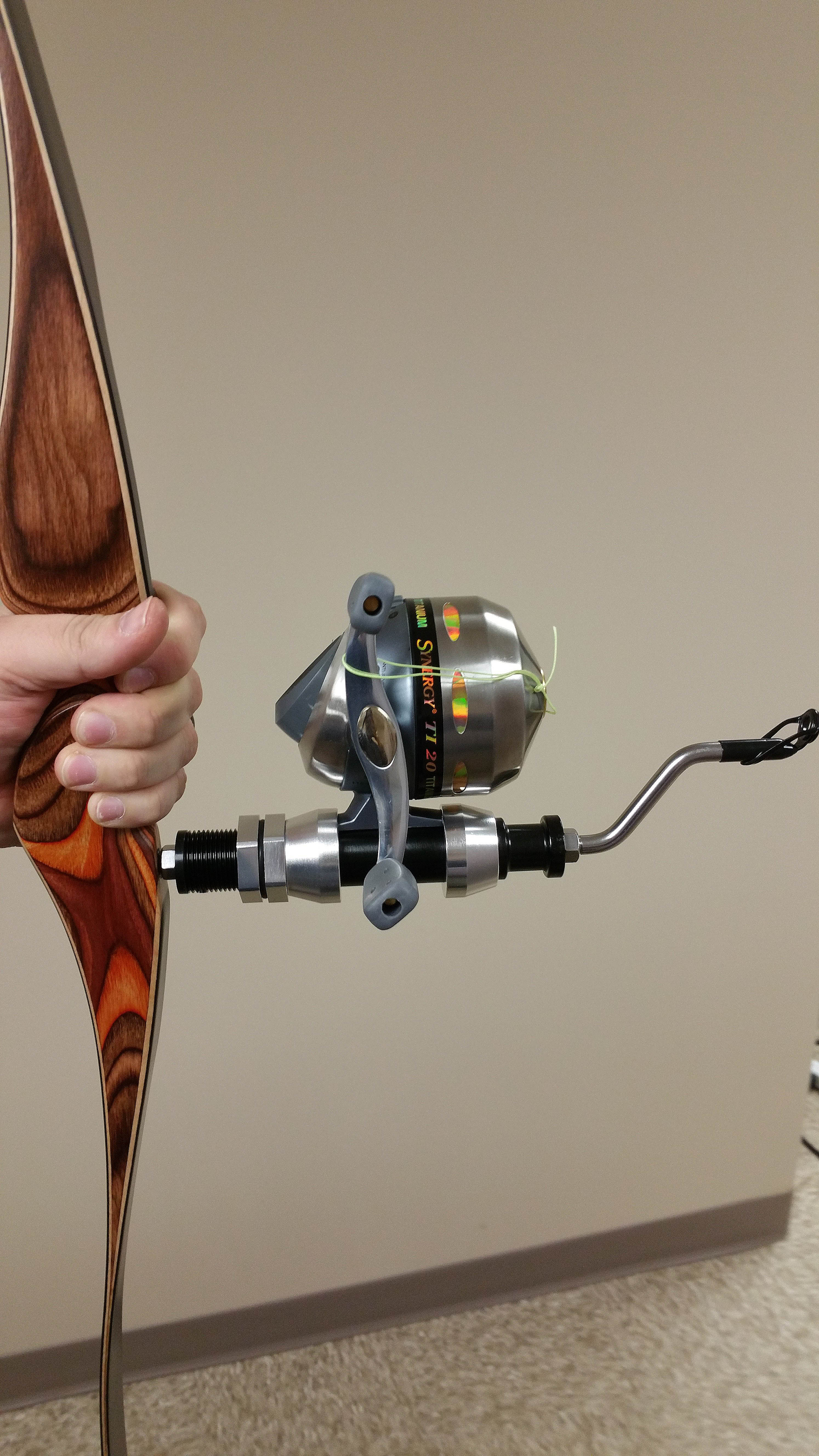 The RPM Vise Bowfishing Reel Seat, RPM Synery TI-20 Bowfishing Reel, and RPM Breakout Power Rod on the Martin Independence.