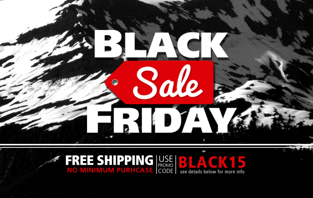 Black Friday Sale. Free Shipping. No minimum purchase. Use promo code BLACK15. See details below for more info.
