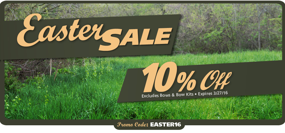 Easter Sale. 10 percent off. Excludes Bows & Bow Kits. Expires 3-27-16. Promo Code EASTER16.