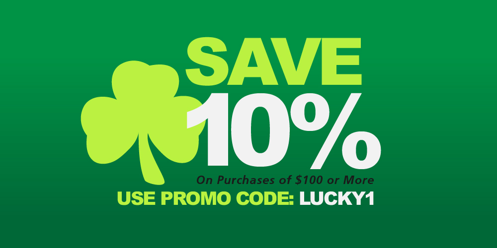 Save 10% on purchases of $100 or more. Use promo code LUCKY1