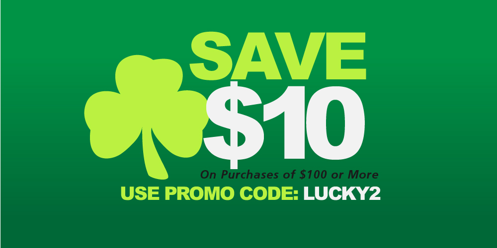 Save $10 on purchases of $100 or more. Use promo code LUCKY2
