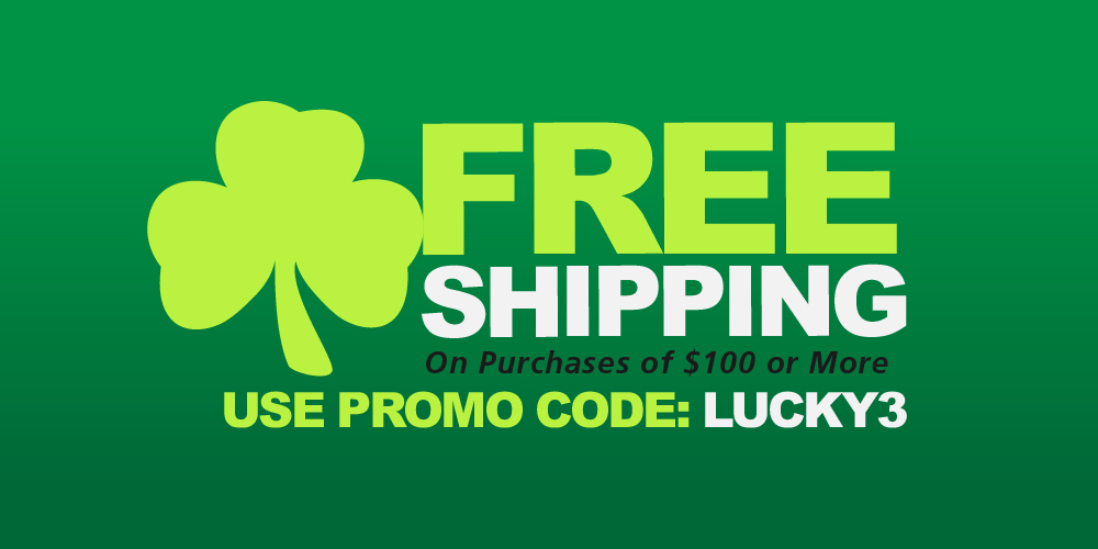 Free Shipping on purchases of $100 or more. Use promo code LUCKY3