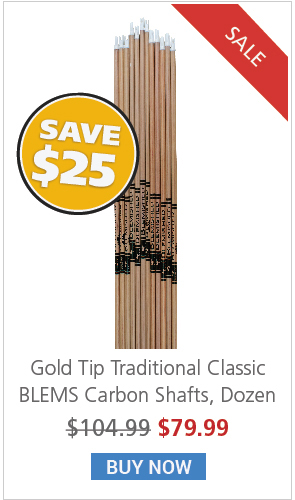 Get $25 off Gold Tip blemished arrow shafts.