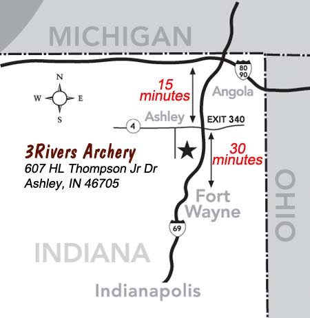 Map to 3Rivers Archery