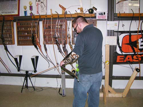 Dave testing out his set up on the 3Rivers Archery indoor range.