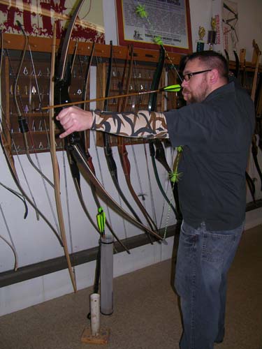 Dave testing out his set up on the 3Rivers Archery indoor range.