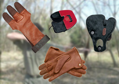 Leather Archery Gloves 3 Finger Tab Guard Bow Shooting Protector Hunting Gear 