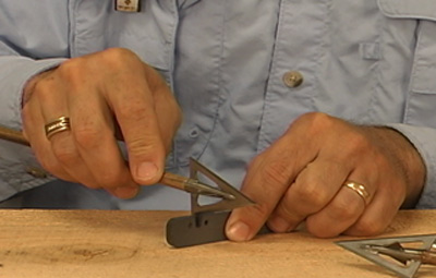 Sharpening a broadhead with a CC sharpener