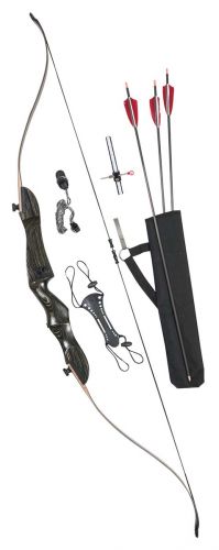 PSE Archery Pro Max Traditional Takedown Recurve Recreational Shooting Bow Set 