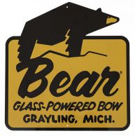 Bear Archery "Glass Powered" Vintage Tin Sign